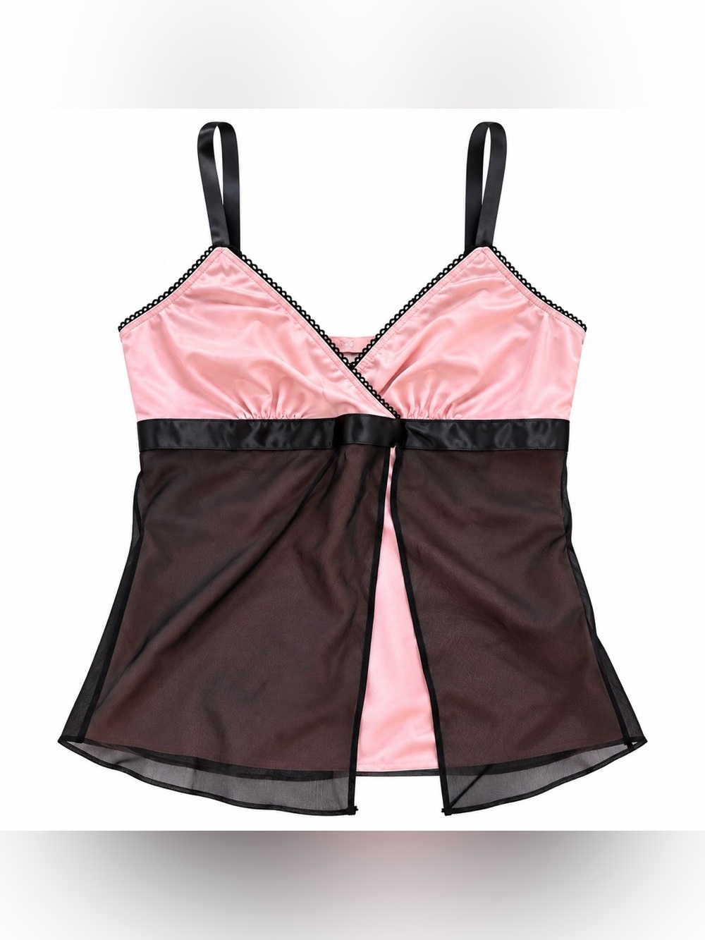 Y2K pink tank with black mesh